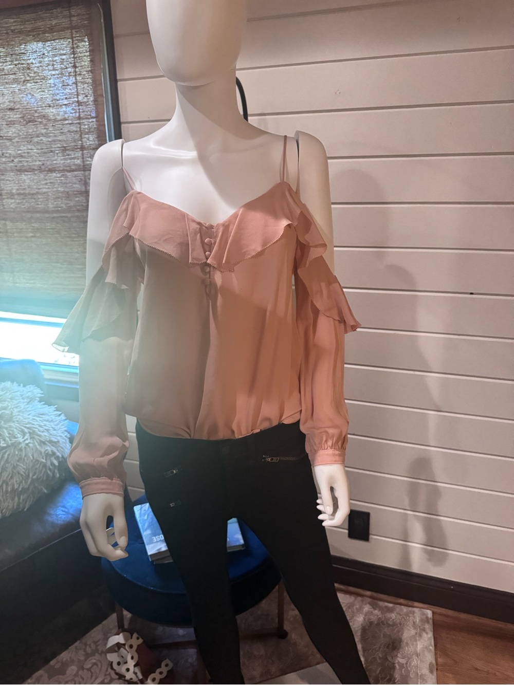 rag & bone Dusty Rose Cold-Shoulder Ruffle Blouse - Picture 7 of 9